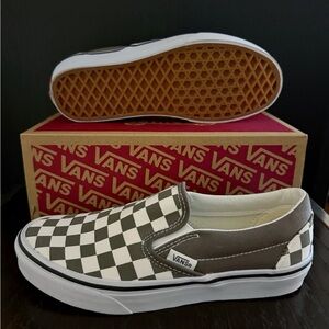 Vans Slip-On Sneakers - Grey and White Checkerboard women’s 6